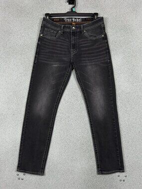 True Rebel 808 Slim Fit Men's Jeans 34x31 Black Casual Rock Western 900 Series